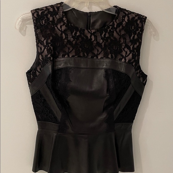 ANTONIO MELANI Tops - ANTONIO MELANI Black Lace and Leather Top